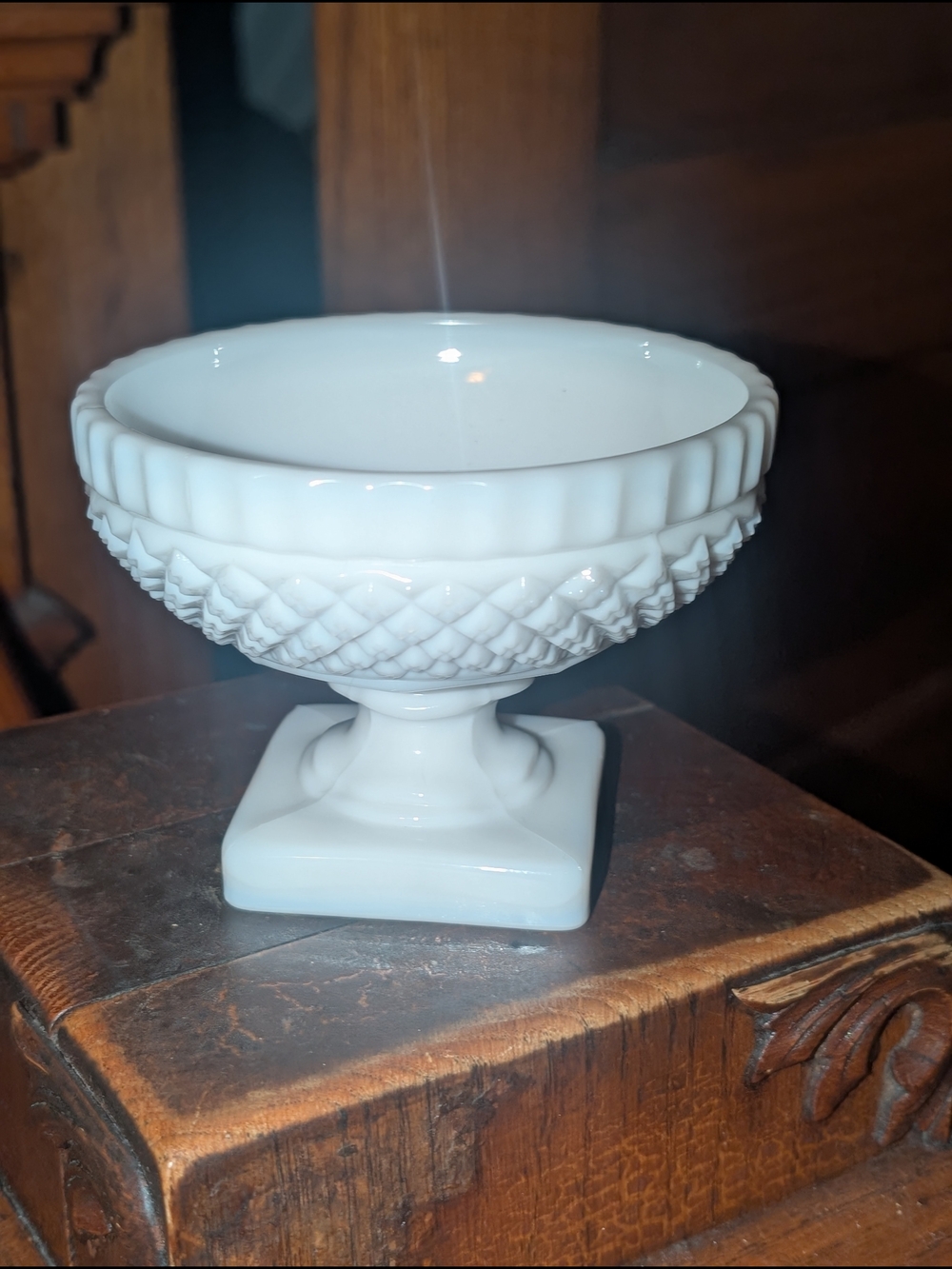 Vintage Westmoreland Hobnail White Milk Glass Candy Dish, Footed White Bowl